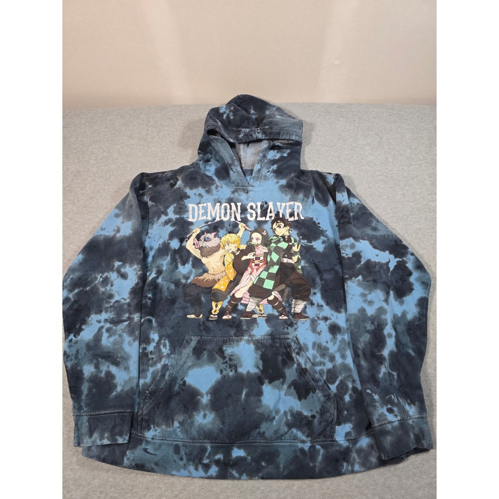 Demon Slayer Kimetsu no Yaiba Tie Dye Hoodie Mens Small Blue Black Pullover